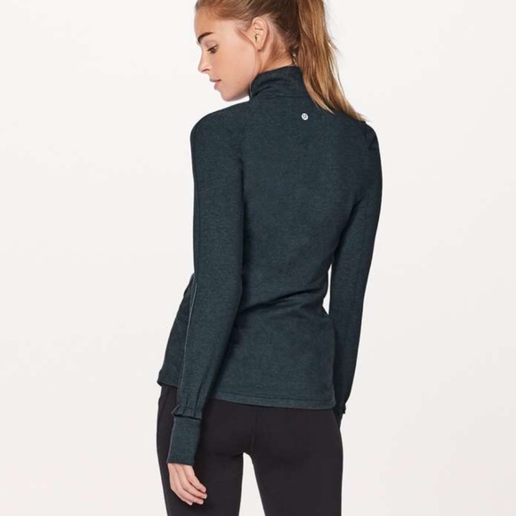 Lululemon Extra Mile 1/2 Zip - Heathered Nocturnal Teal / Black - Picture 3 of 11